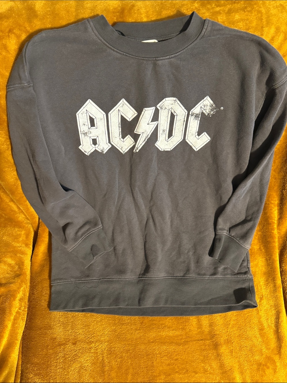 H&M Black Crewneck Sweatshirt with White AC/DC Print